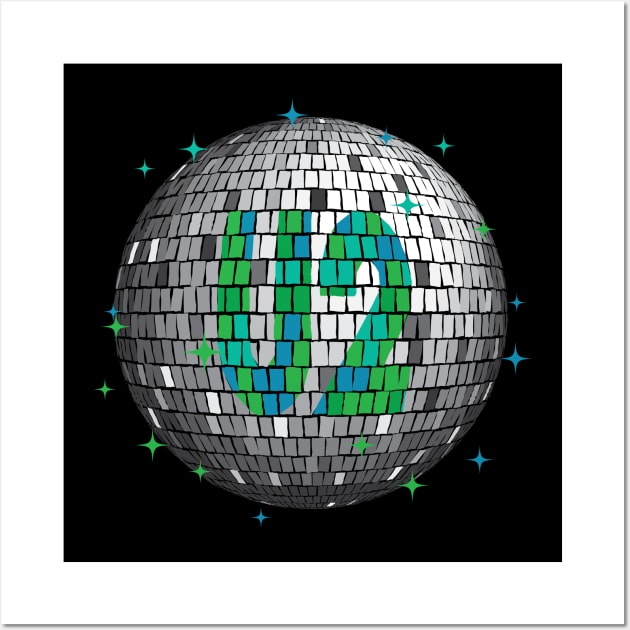 U2 Disco Ball | Green Wall Art by Rad Love